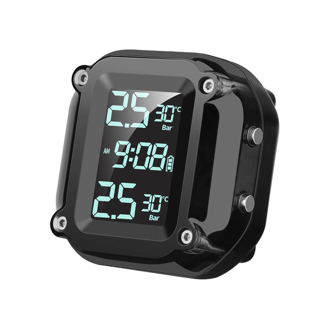 Shkalacar Reifendruck-Kontrollsystem Motorrad TPMS, Drahtloses USB-Lade-TPMS für Motorräder mit 2 ex