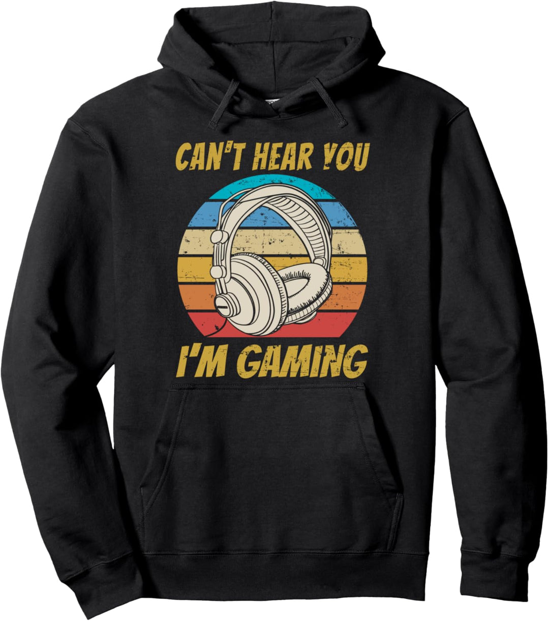 Retro Gamer Headset Lustig Kann Dich nicht hören Ich Gaming Pullover Hoodie