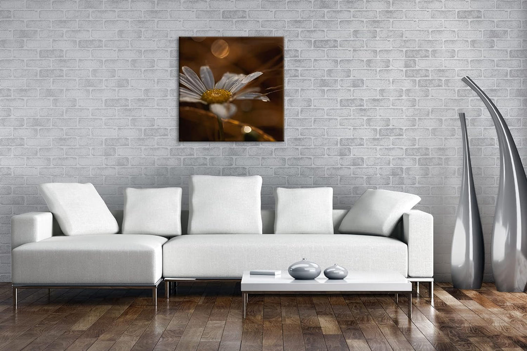 Margerite im Morgentau Format: 70x70 als Leinwandbild, Motiv fertig gerahmt auf Echtholzrahmen, Hoch