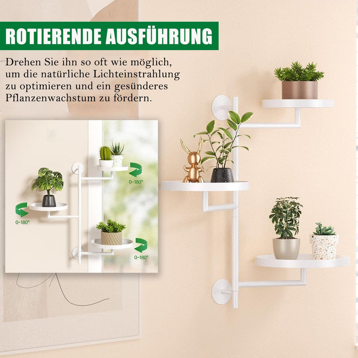 3 Etagen Drehbare Pflanzenregale Fenster Blumenständer Metall, Blumenregal Pflanzenständer Blumentre