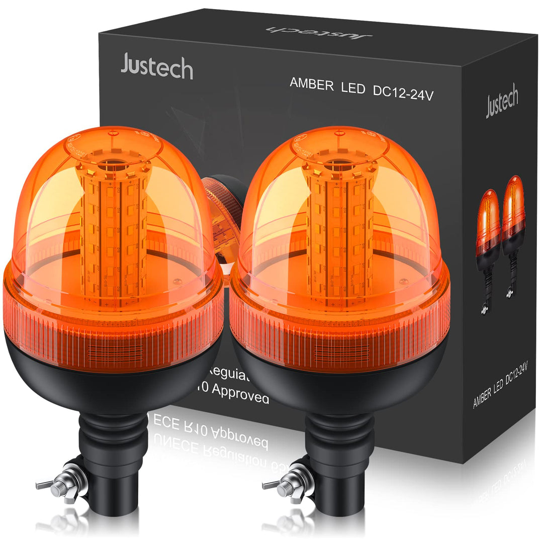 Rundumleuchte 60LED Warnleuchten Justech 2x Rundumkennleuchte LED Amber 12V/24V Blinkleuchte Staubdi