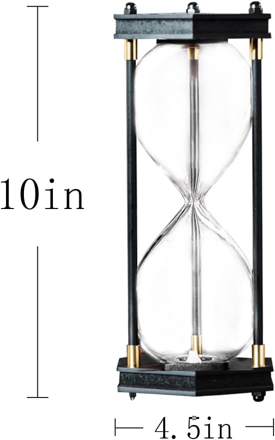 Befüllbare Sanduhr, sechseckiger Holzrahmen, dekorative Sanduhr (leere Sanduhr, grosse Grösse)