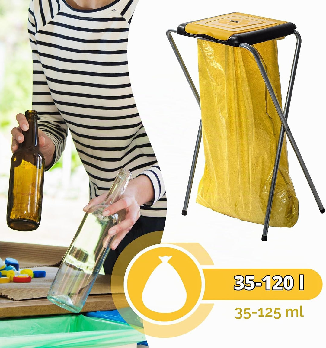 KADAX Ständer für Mülltrennung, stabiler Müllsackhalter mit Kunststoffdeckel, Müllsackständer, Abfal