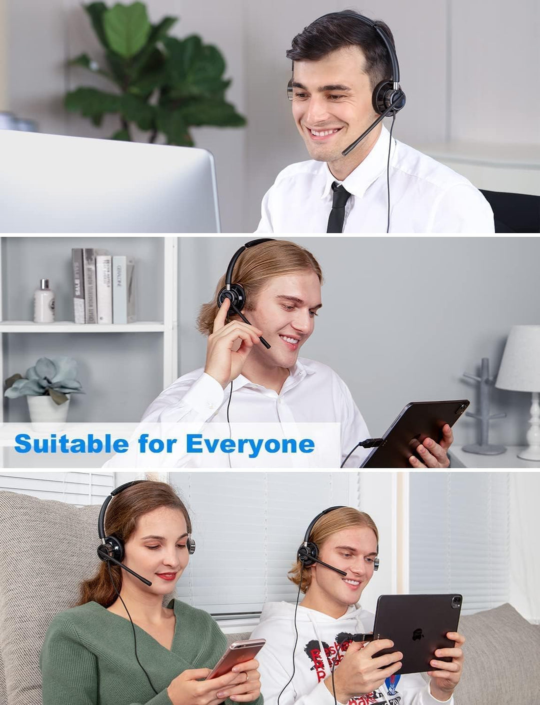 New Bee Headset PC Computer Headset mit Mikrofon Business Headsets USB Typ-C 3.5mm für Call Center O