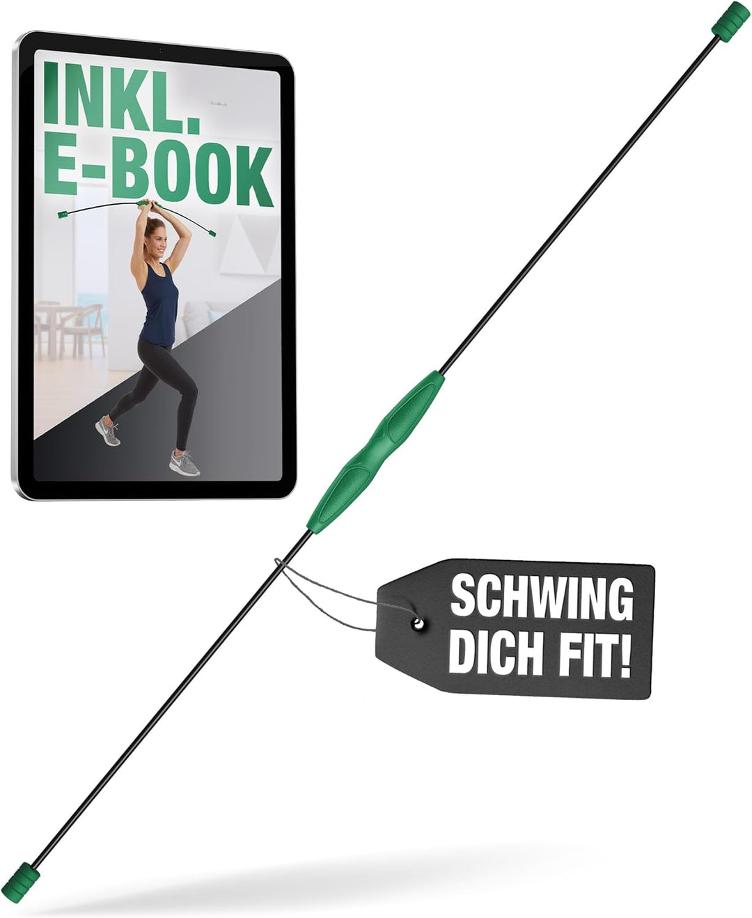 Sports Schwingstab – Swingstick inkl. E-Book (PDF Datei) – Wackelstab mit verstellbaren Gewichten –