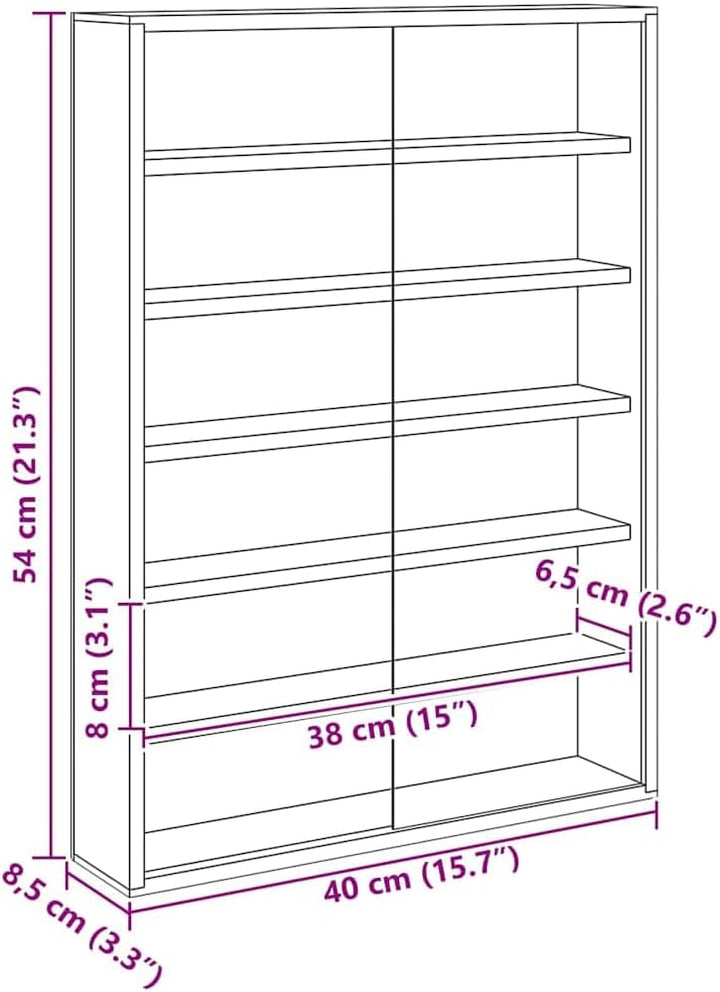 vidaXL Holz-Sammelvitrine mit Regal Braun 40 x 8,5 x 54 cm Sperrholz, Wohnzimmeraufbewahrung, Modern