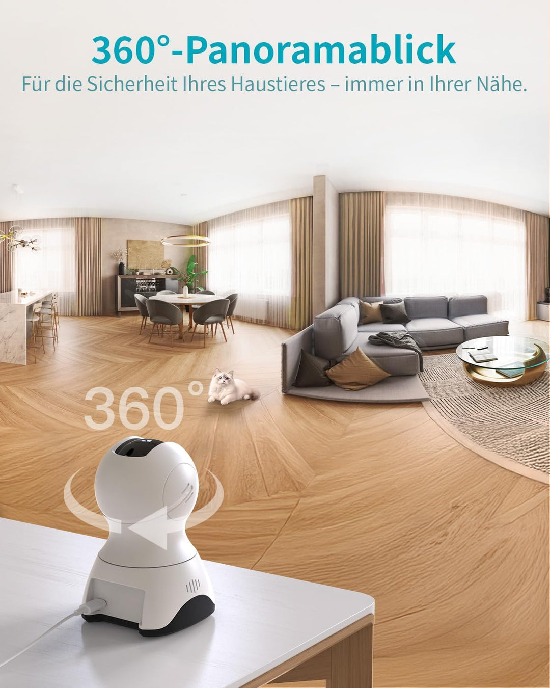 VIM TAG 2,5K Überwachungskamera Innen,5G WLAN Innenkamera, 360° Kamera Überwachung Indoor,AI-Bewegun