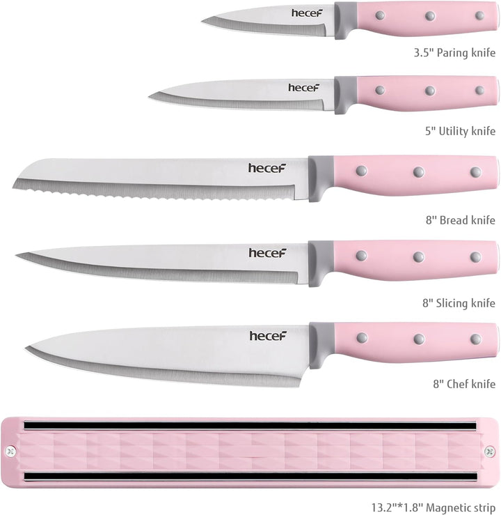 hecef Messer Magnetleiste mit 5 Teilig Scharfe Küchenmesser Set, 33 cm Messerhalter Magnetisch mit E