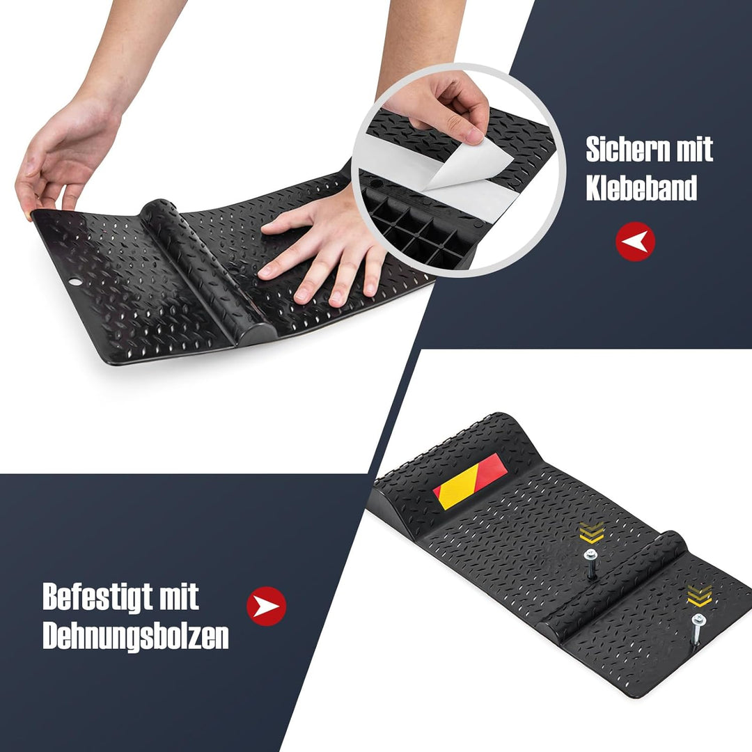 COSTWAY 2er Parkmatten mit Bremsschwelle, Einparkhilfe Parkbegrenzung Gummi, Autostopper Anfahrschut