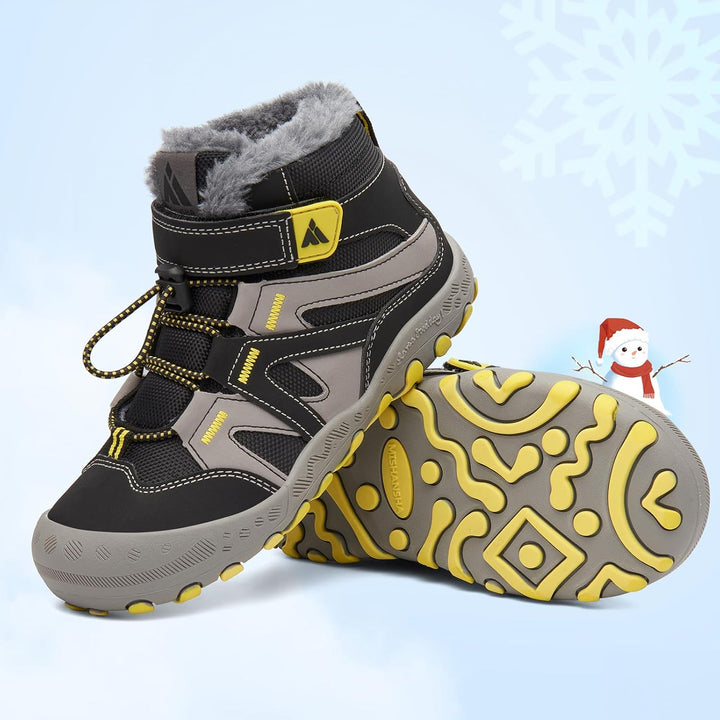 Mishansha Kinder Outdoor Winterschuhe Warm Gefüttert Winterstiefel, Gr.24-38 31 EU Ebenholz Schwarz,