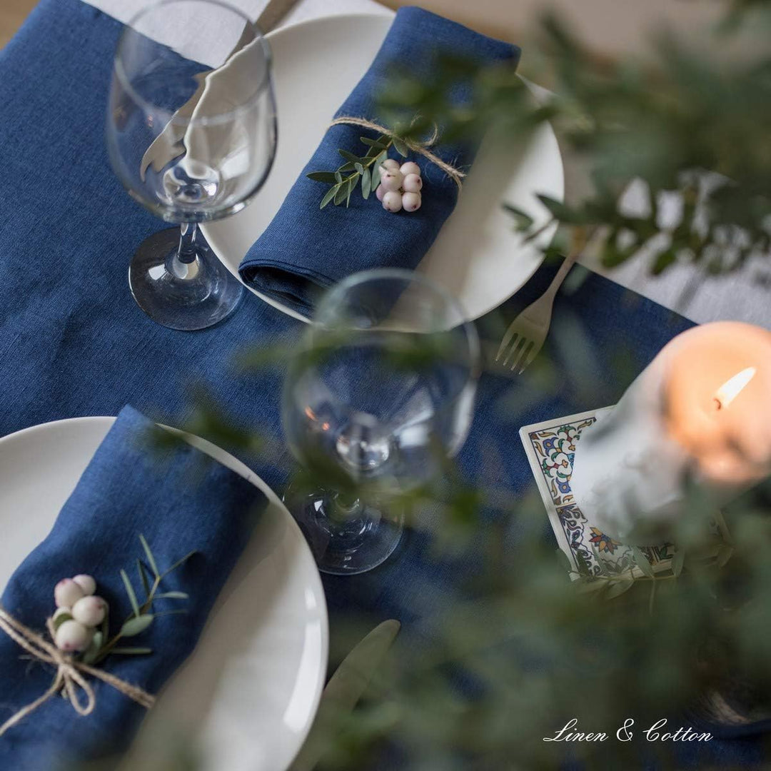 Linen &amp; Cotton Hochwertige 4 x Stoffservietten/Servietten Stoff/Leinenservietten Hygge -100% Leinen,