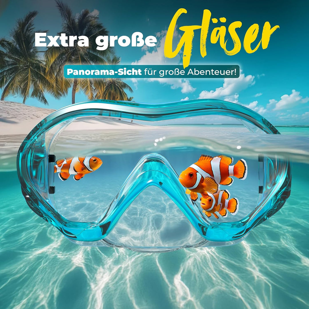 KIDVERSE Taucherbrille Kinder mit Nase - CE & Dermatest geprüfte Kinder Taucherbrille mit Stoffband
