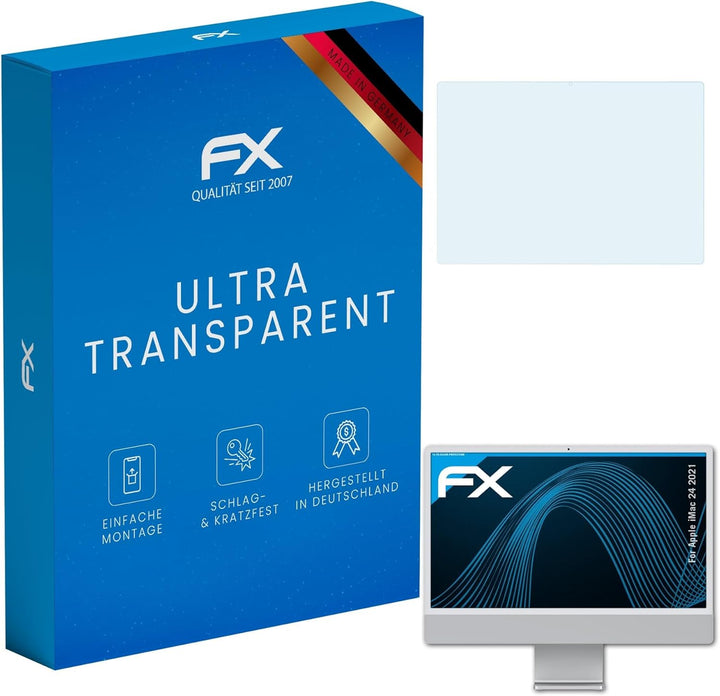 atFoliX Schutzfolie kompatibel mit Apple iMac 24 2021 Folie, ultraklare FX Displayschutzfolie