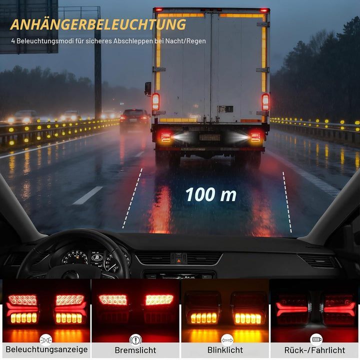 Qiping 2 x magnetische anhänger rückleuchten kabellos, funk rücklichter led mit magnet, wasserdicht,