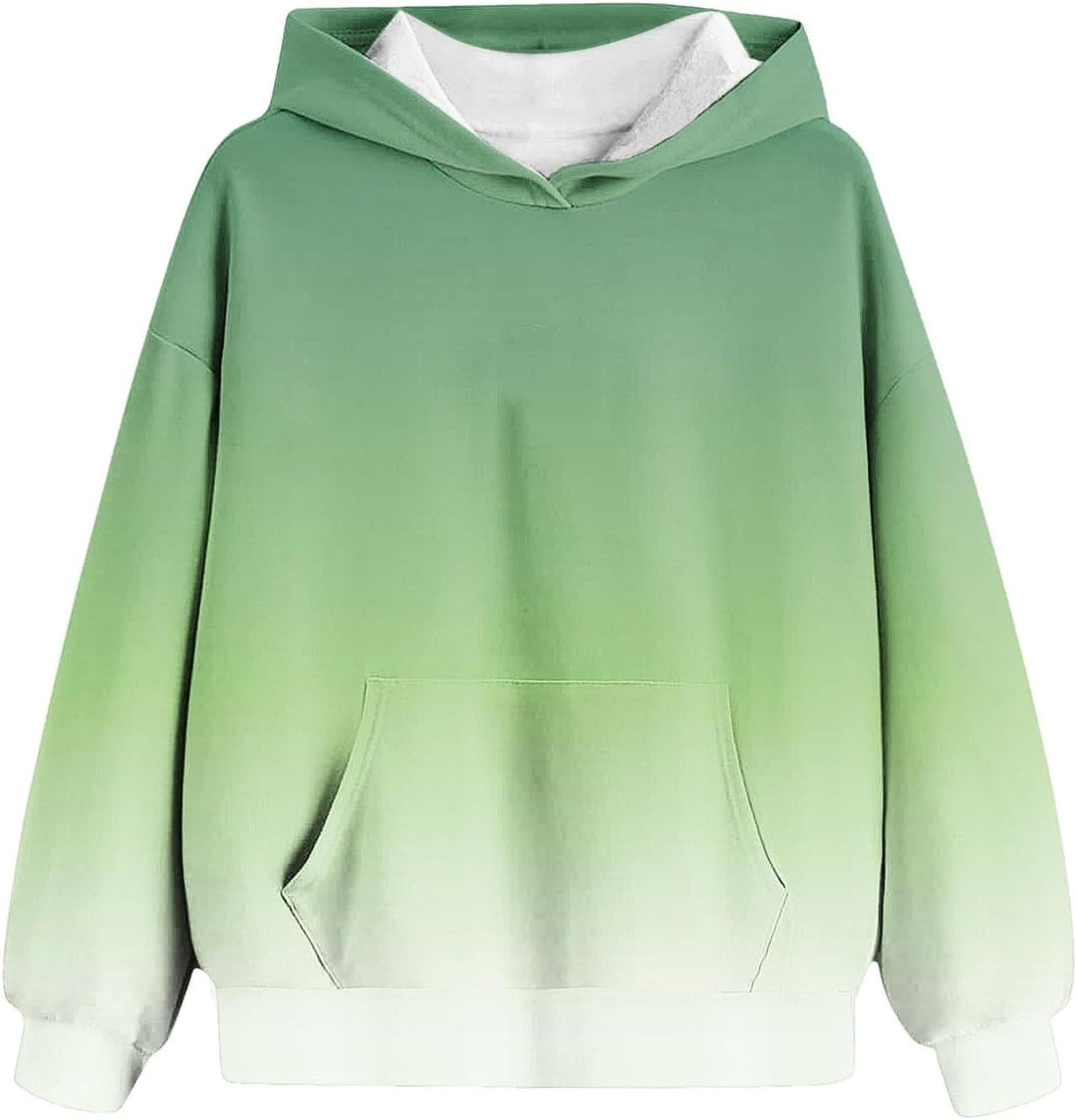 Hoodie Mädchen Oversize Kapuzenpullover Farbverlauf Mode Sweatshirt Casual Pullover mit Kapuze Tasch