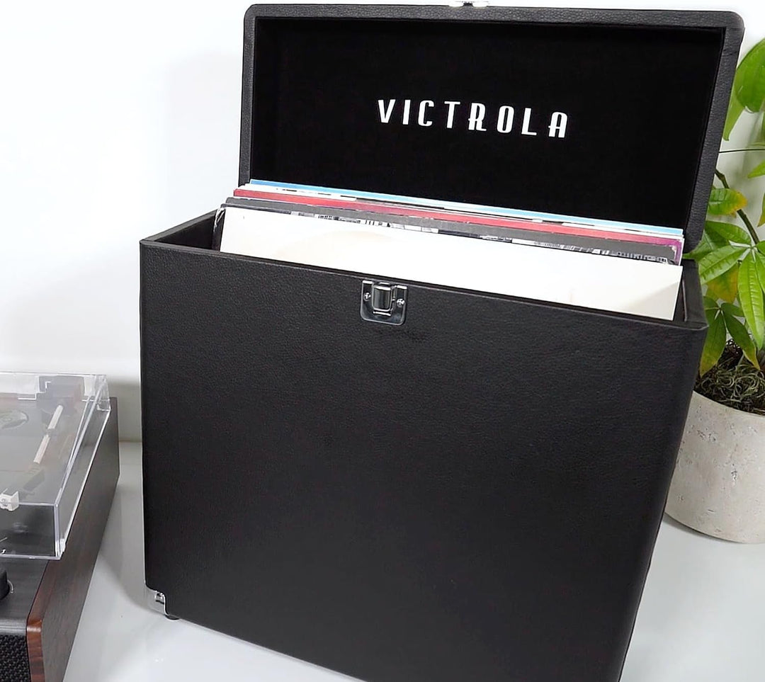 Victrola Vintage-Schallplatten-Aufbewahrungs- und Tragetasche, passend für alle Standard-Schallplatt