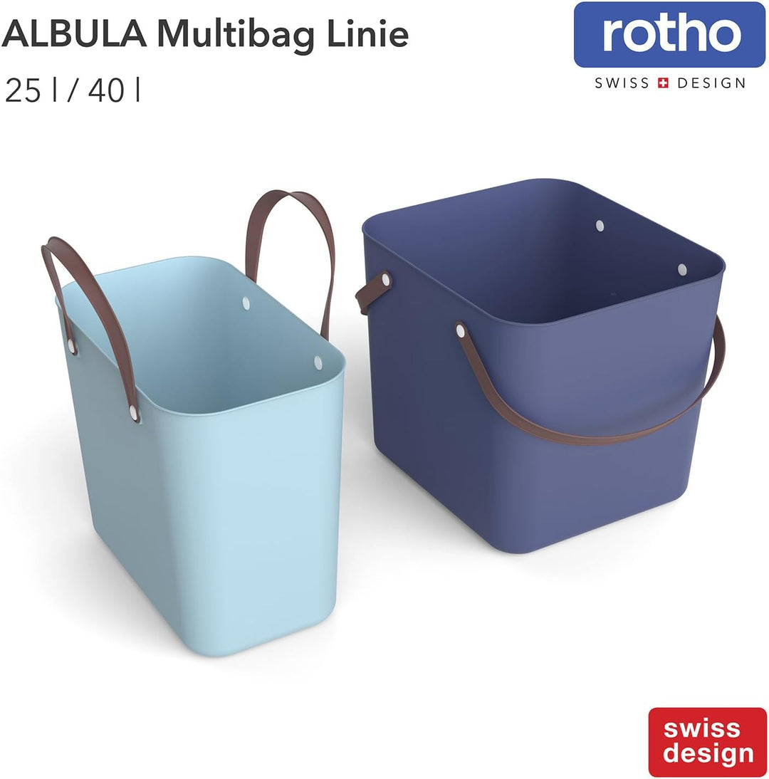 Rotho Albula 2er-Set Einkaufskorb, Kunststoff (PP recycelt), blau, 2 x 25l, (40 x 23,5 x 34 cm), 2,
