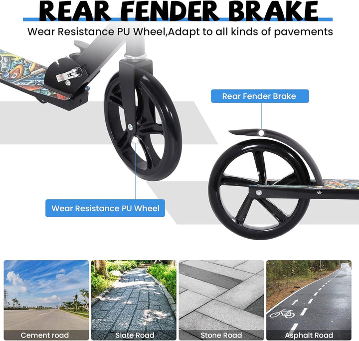 Roller Kinder Scooter, Wheel Scooter, Faltbarer Kinderroller für Kinder ab 5 Jahren, höhenverstellba
