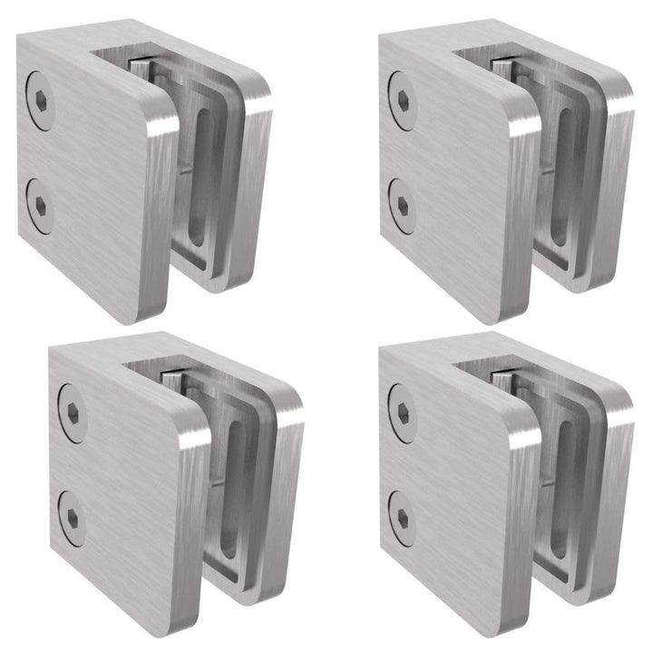 Sellon24® 4 Stück Glashalter Edelstahl V2A Glasklemme Eckig 30x30 MOD29 Glas 4-8mm 42,4/Flach (Mod 2