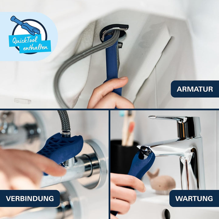 GROHE Dice, Waschtischarmatur hoch, wassersparend (Wasserhahn für das Bad, Badarmatur mit Zugstangen