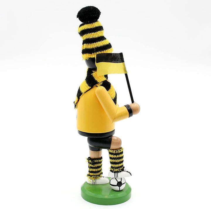 Dekohelden24 Räuchermann als Fussballer mit schwarz/gelbem Outfit, ca. 20 cm, 520360, Schwarz / Gelb