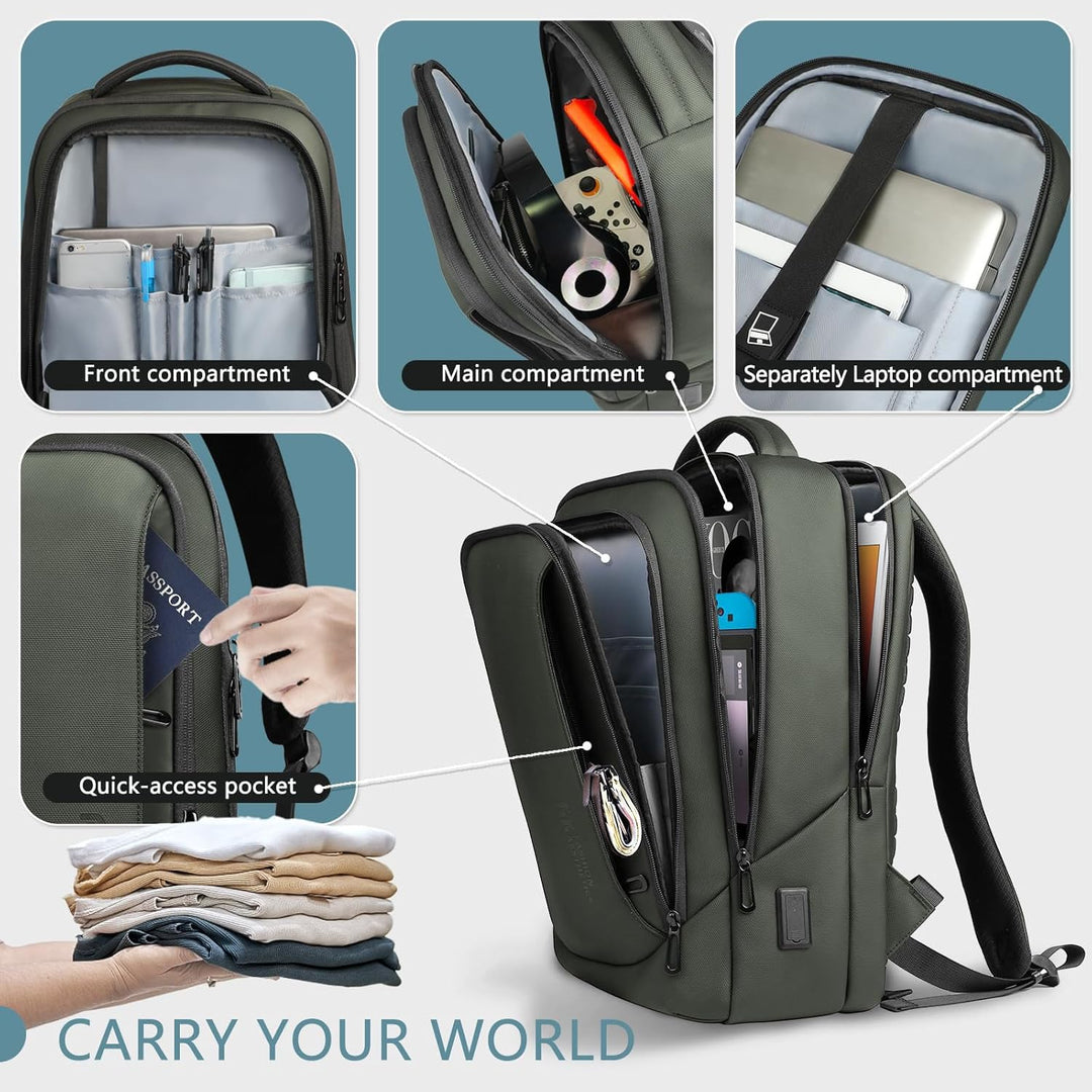 Laptop Business Rucksack Herren mit laptopfach mit USB-Ladeanschluss Diebstahlsicher Handgepäck Tage