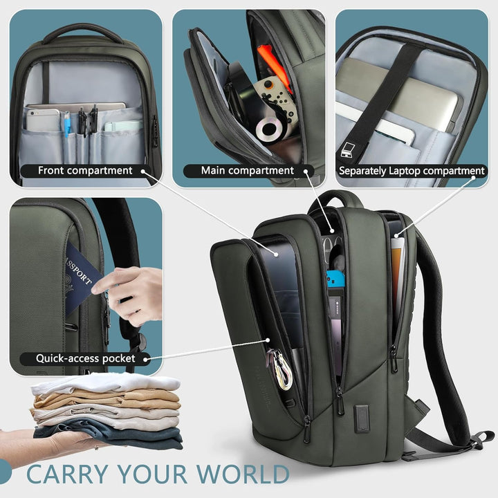 Laptop Business Rucksack Herren mit laptopfach mit USB-Ladeanschluss Diebstahlsicher Handgepäck Tage