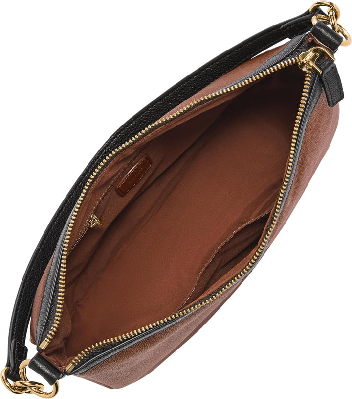 Fossil Damen Jolie Leder Crossbody Geldbörse Handtasche Braun/Schwarzer Rand, Braun/Schwarzer Rand