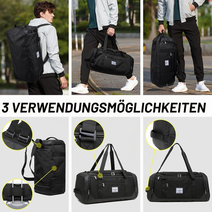 Laripwit Reisetasche Herren 40L Mittelgross Sporttasche mit Schuhfach und Nassfach Weekender Travel
