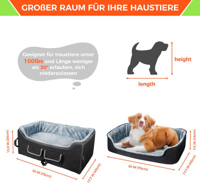 Babenest Hunde Autositz, Sehr Stabiler Extra Gross Haustier Auto Erhöhter mit Sicherheitsgurt für Mi