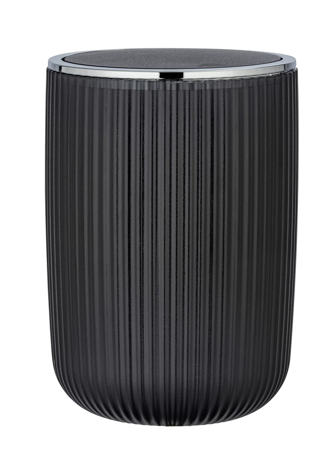 WENKO Schwingdeckeleimer Mod. Agropoli L Grau, 5,5 Liter, Badezimmer-Mülleimer mit Deckel, Abfalleim