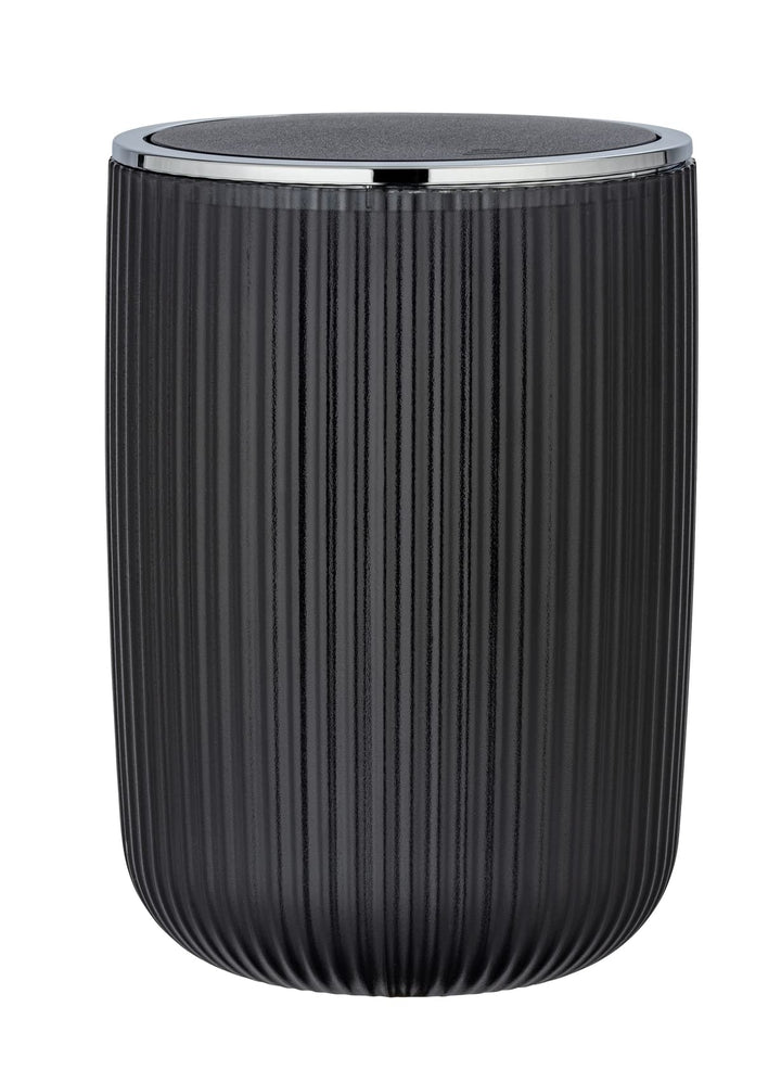WENKO Schwingdeckeleimer Mod. Agropoli L Grau, 5,5 Liter, Badezimmer-Mülleimer mit Deckel, Abfalleim