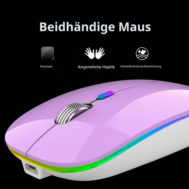 Uiosmuph G12 Maus Kabellos, LED 2.4G Leise Funkmaus Wiederaufladbar Wireless Mousemit Nano USB Empfä