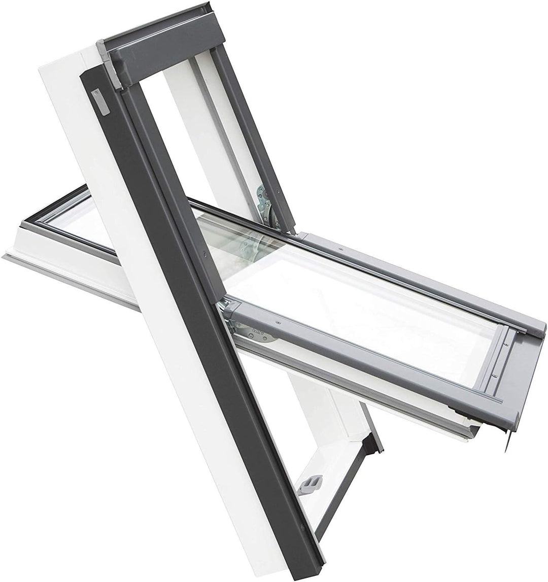 Balio Dachfenster Kunststoff incl. Verdunkelungsrollo und Universal - Eindeckrahmen 0-50mm (78 x 134