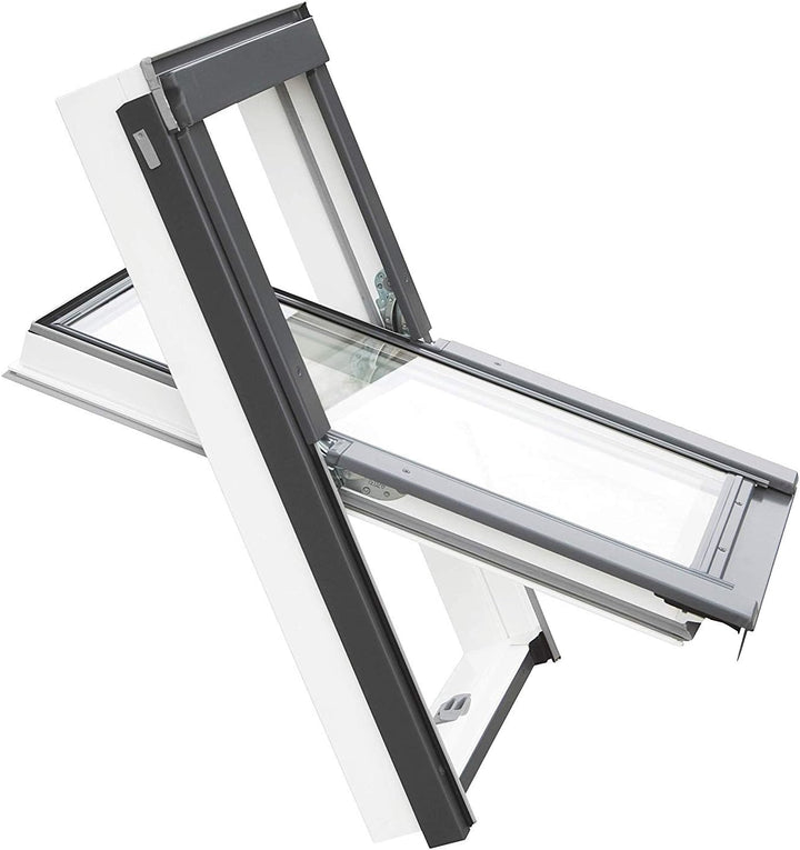 Balio Dachfenster Kunststoff incl. Verdunkelungsrollo und Universal - Eindeckrahmen 0-50mm (78 x 134