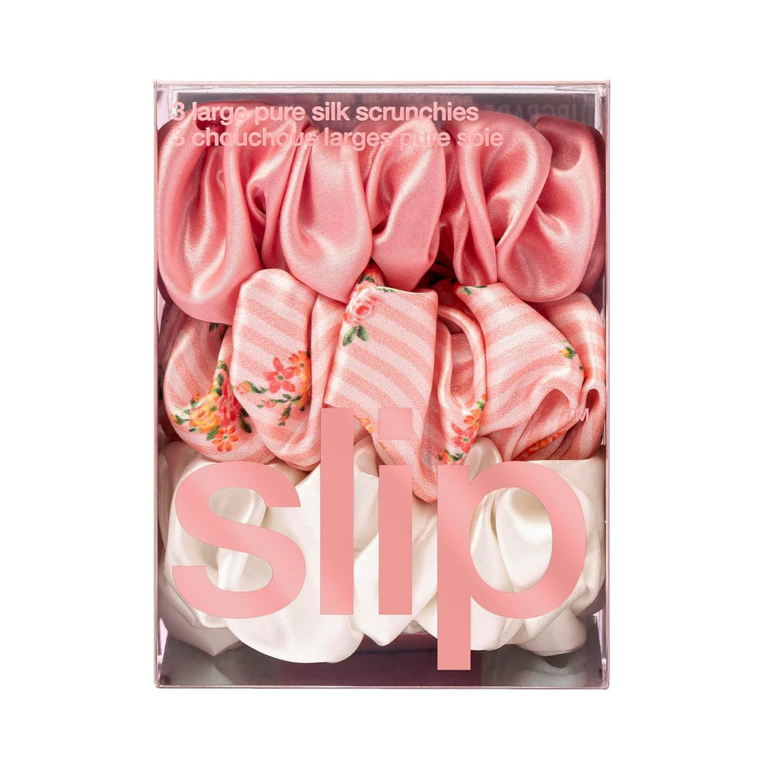 Slip Silk 100% Maulbeerseide Haargummi Set - Schonende Zopfgummis gegen Haarbruch, 3 Scrunchies - Ro