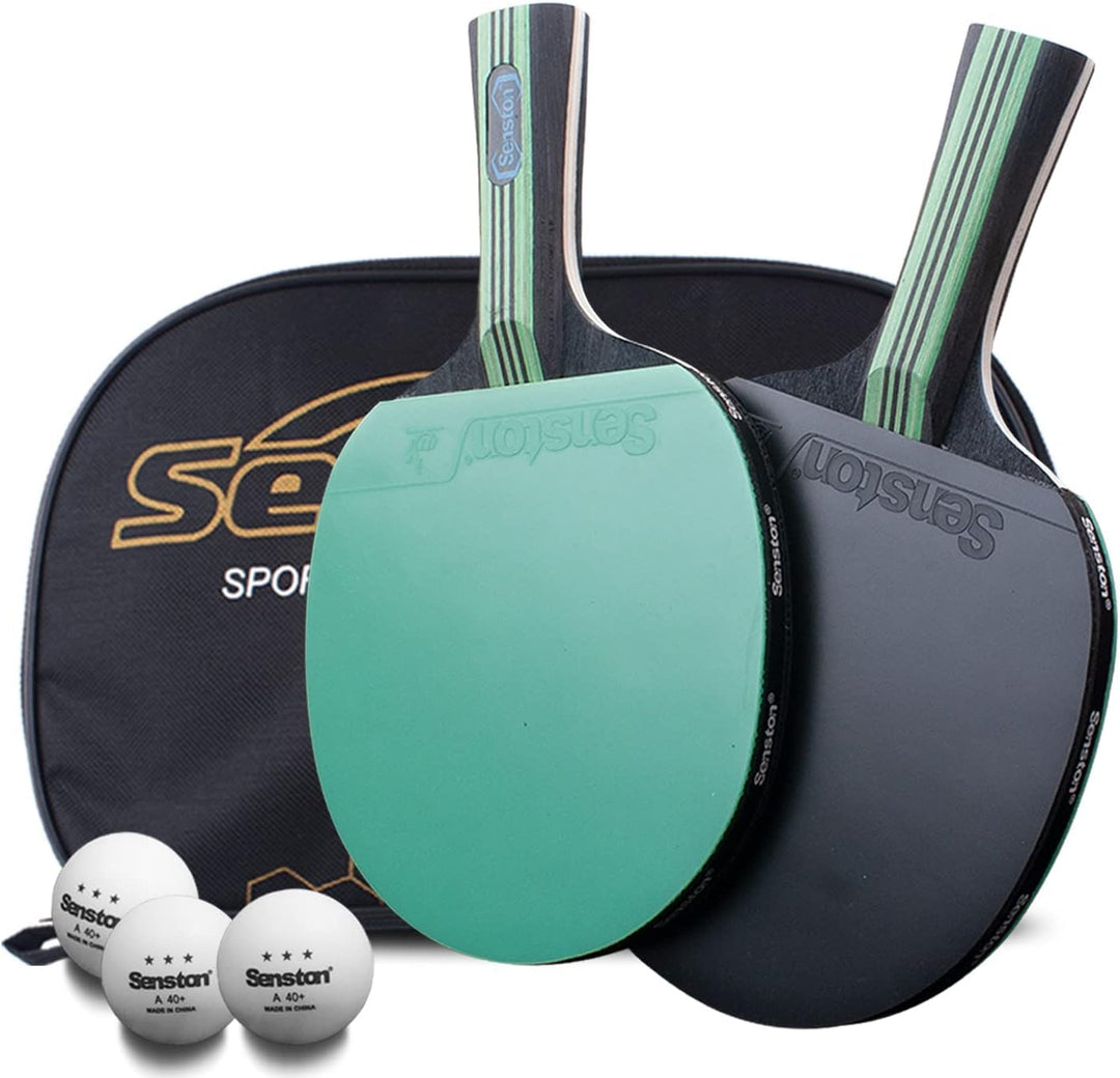 Senston Tischtennisschläger Set, 2 Tischtennisschlager, 3 Tischtennis Bälle und 1 Tasche Ideal für S