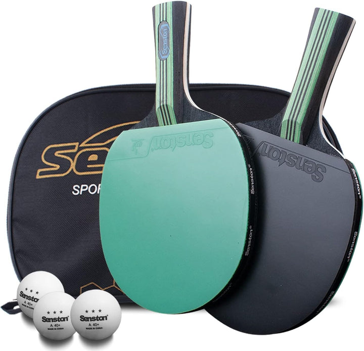 Senston Tischtennisschläger Set, 2 Tischtennisschlager, 3 Tischtennis Bälle und 1 Tasche Ideal für S