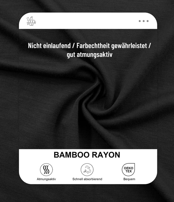 COLORFULLEAF 3/5er Pack Bambus Rundhals T-Shirt Herren Stretch Unterziehshirt Männer Einfarbig Busin