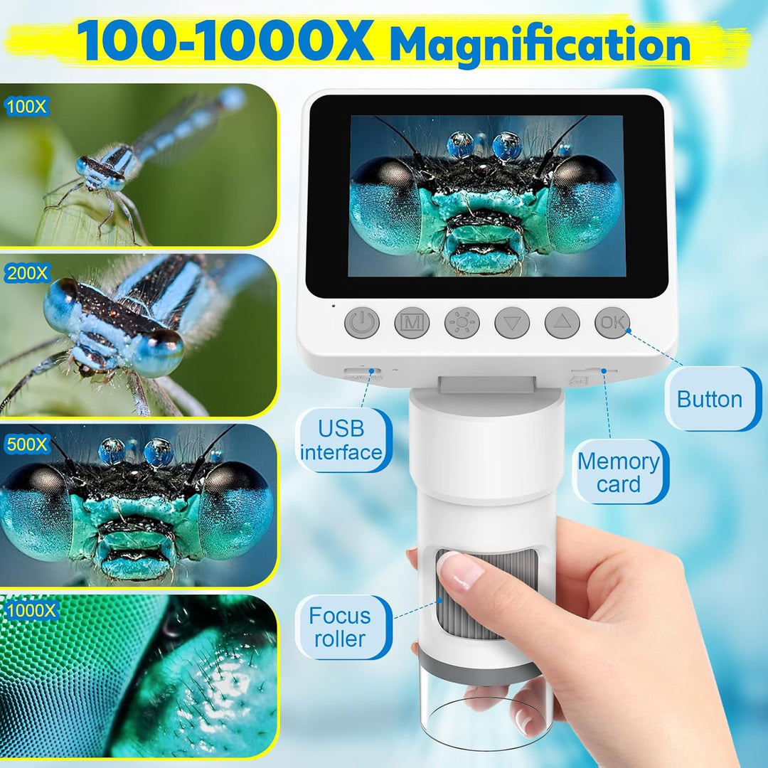 USCAMEL 1000X Tragbares Mikroskop für Kinder – Pocket Mini Digitalmikroskop für Erwachsene mit Präpa