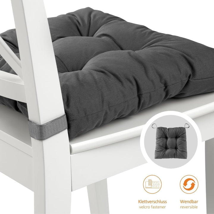 sleepling 4er Set Stuhlkissen 40 (vorne), 35 (hinten) x 38 x 7 cm, Sitzkissen für Stuhl &amp; Bank mit K