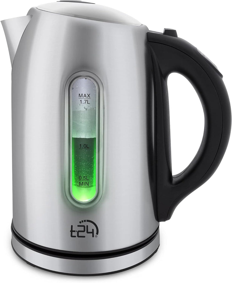 T24 Edelstahl Wasserkocher 1,7 L mit Temperatureinstellung 2200W, LED Beleuchtung-Farbe je nach Temp