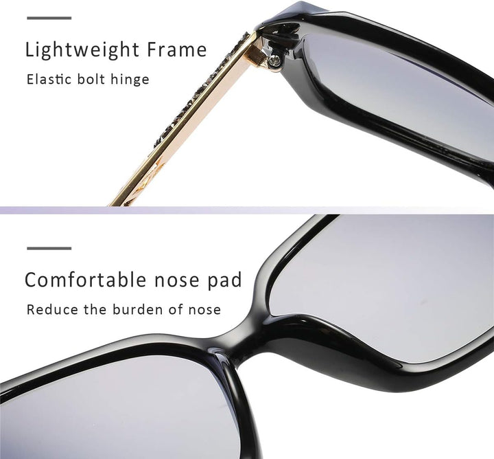 Sonnenbrille Damen Verspiegelt Verlaufsglas Polarisierte UV Schutz,Gross Polycarbonat Gläser Diamant