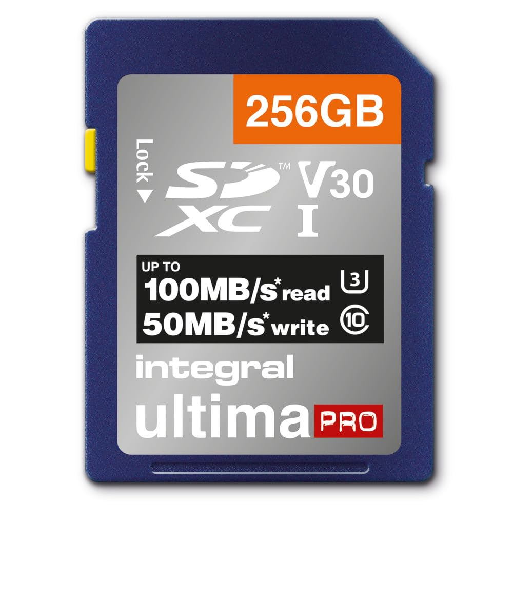 Integral SD Karte 256GB mit 6 Slot SD Kartenhalter Metall - 4K Ultra-HD Video Premium High Speed 100