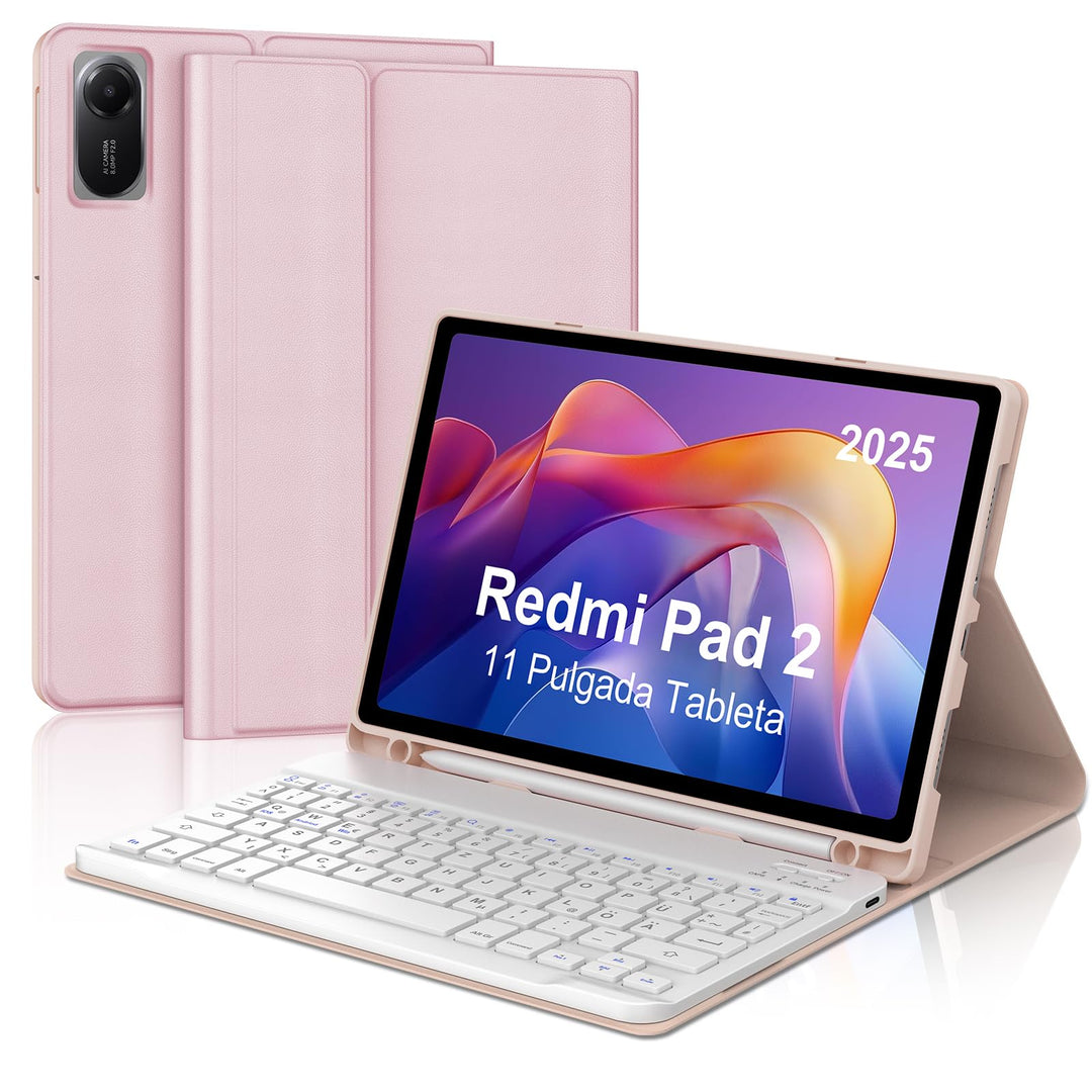 Hülle mit Tastatur für Xiaomi Redmi Pad 2 11 Zoll 2025/Redmi Pad SE 11 Zoll 2023 mit Stifthalter, Ma