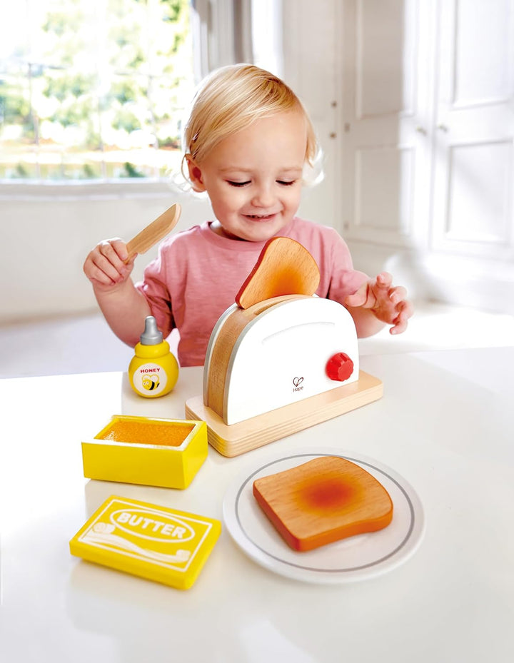 Hape Pop-up-Toaster-Set| Küchen-Fantasiespiel mit Frühstückszubehör für Kinder von Hape, Weiss Singl
