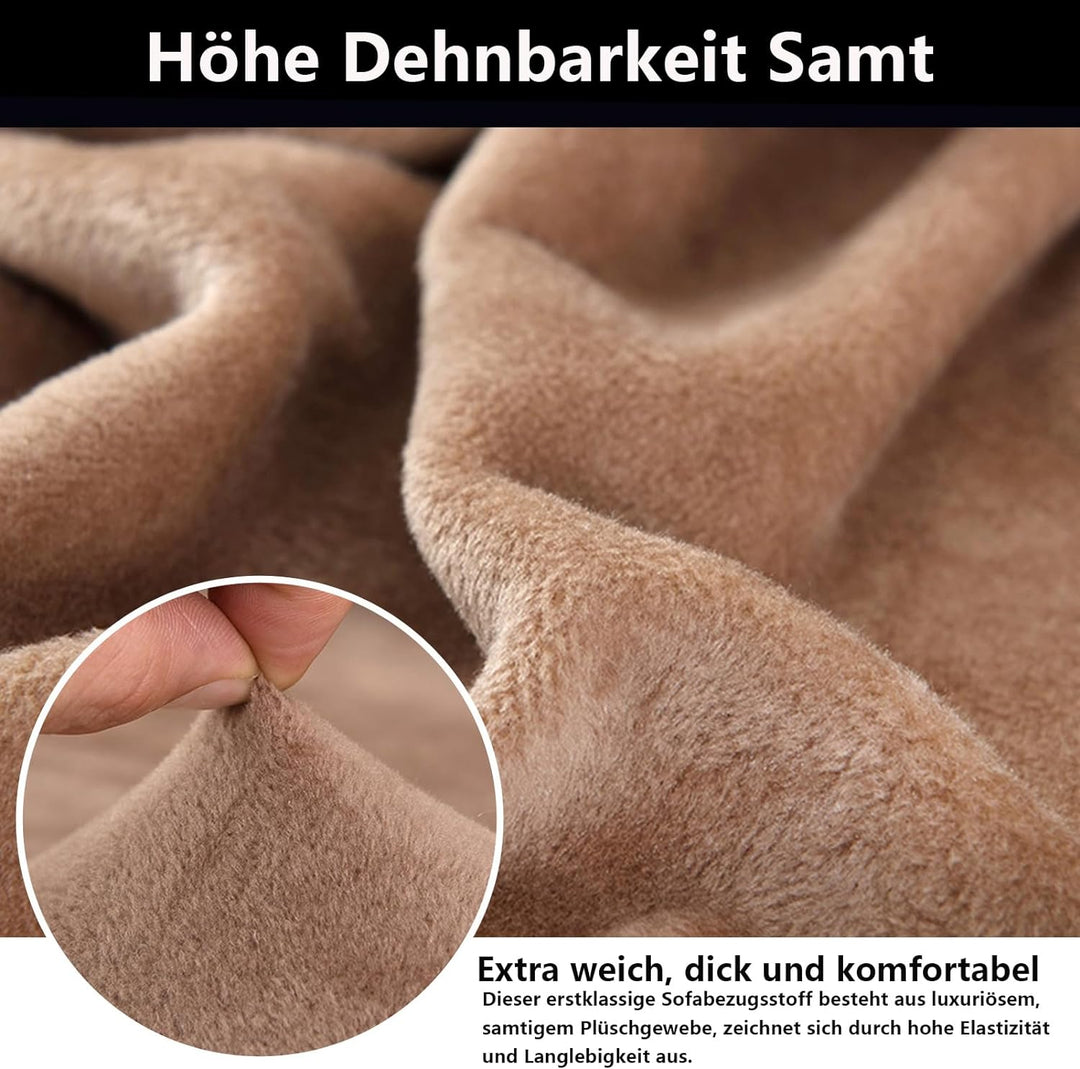 NAKIHOUSE Dicke Samt Sofa Überwürfe Sofabezug mit einem Kissenbezug, Superweicher Elastische Sofa Ab