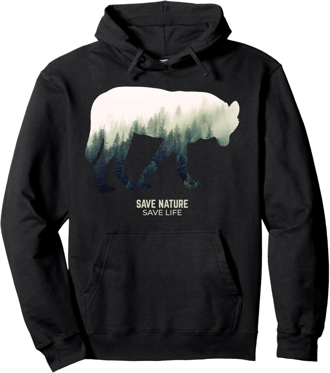 Wolf Tiere im Wald Umwelt Klimaschutz Earth Day Waldtiere Pullover Hoodie