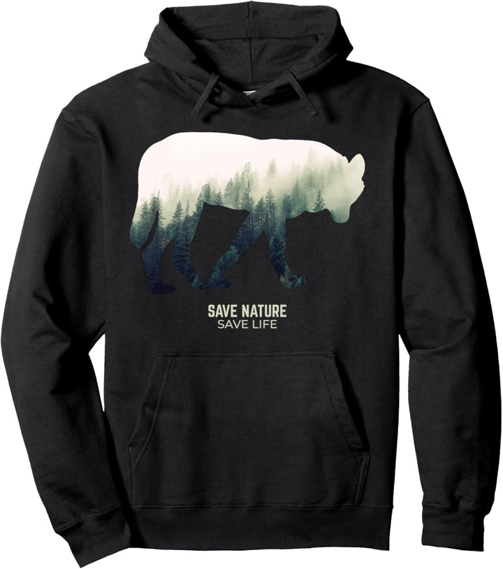 Wolf Tiere im Wald Umwelt Klimaschutz Earth Day Waldtiere Pullover Hoodie
