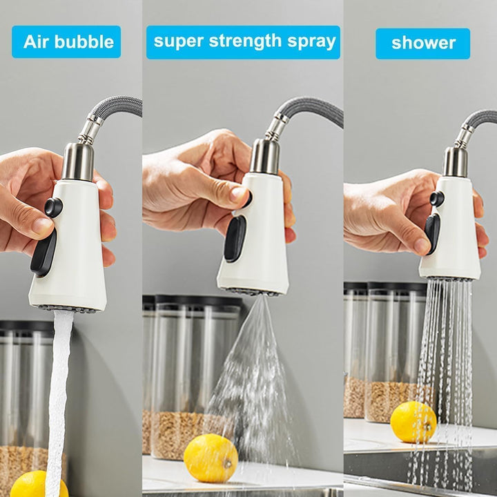ONECE Wasserhahn Küche Beige, Küchenarmatur ausziehbar mit 3 Wasserstrommodi & 360° drehbarem Auslau